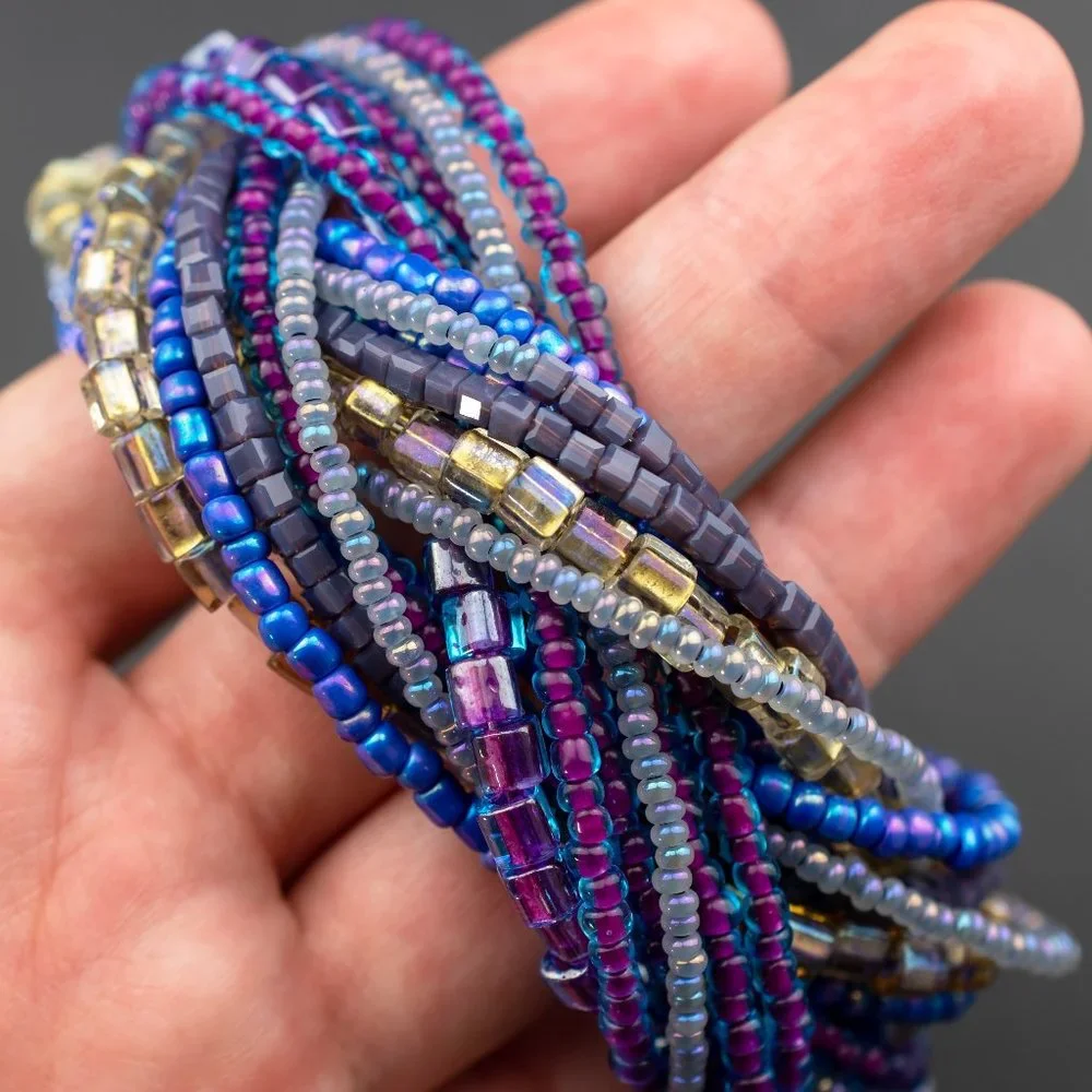 Super Chunky Purple Bracelet, Statement Wide Seed Bead Bracelet OOAK